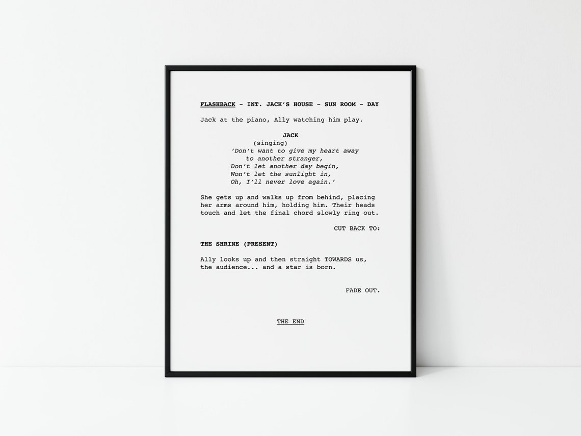 A Star is Born Screenplay Ending Scene Lady Gaga Bradley - Etsy Polska