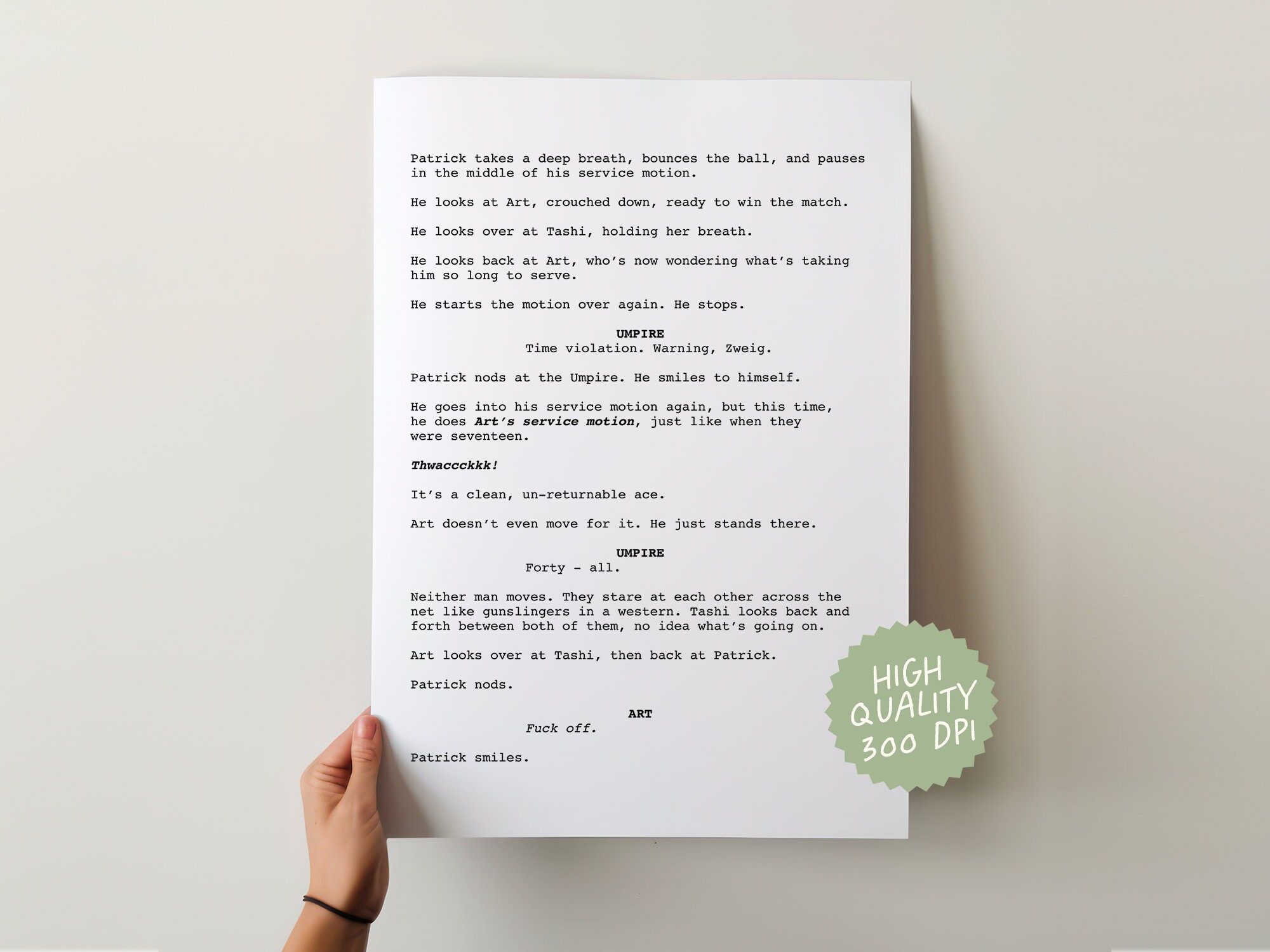 Screenwriting Posters Challengers Printable Screenplay Poster, Patrick Art & Tashi Ending ...