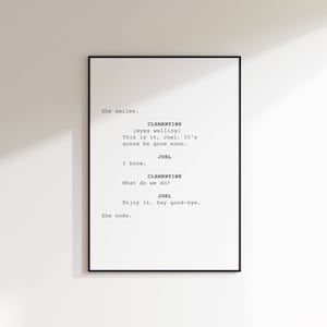 Eternal Sunshine of The Spotless Mind Screenplay Printable Wall Art, Movie Script Quotes, Trendy Aesthetic Film Poster, Gallery Wall Decor