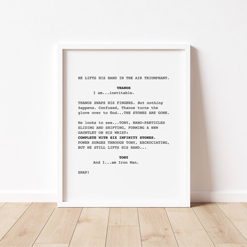 Avengers Endgame Screenplay i Am Iron Man Etsy