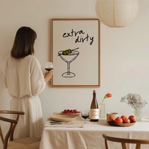 Plakat do druku Dirty Martini, Extra Dirty Kitchen Gallery Wall Art, Estetyka baru koktajlowego, Modny wydruk sztuki cyfrowej, Wystrój wózka barowego