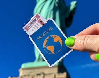 Passport with Boarding Pass | Waterproof Sticker | Traveling, Airline, Travel the World | Cute Sticker For-Water Bottles, Laptops, Cars, etc