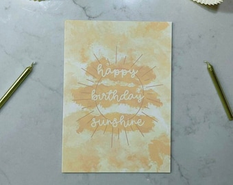 Happy Birthday Sunshine Card | Cute Birthday Greeting Card | Yellow Sun Card | Special Occasion Card