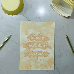 Happy Birthday Sunshine Card | Cute Birthday Greeting Card | Yellow Sun Card | Special Occasion Card