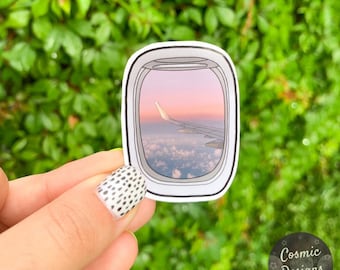 Sunset Airplane Window | Waterproof Sticker | Cute Sticker For - Laptops, Water Bottles, Cars, etc.