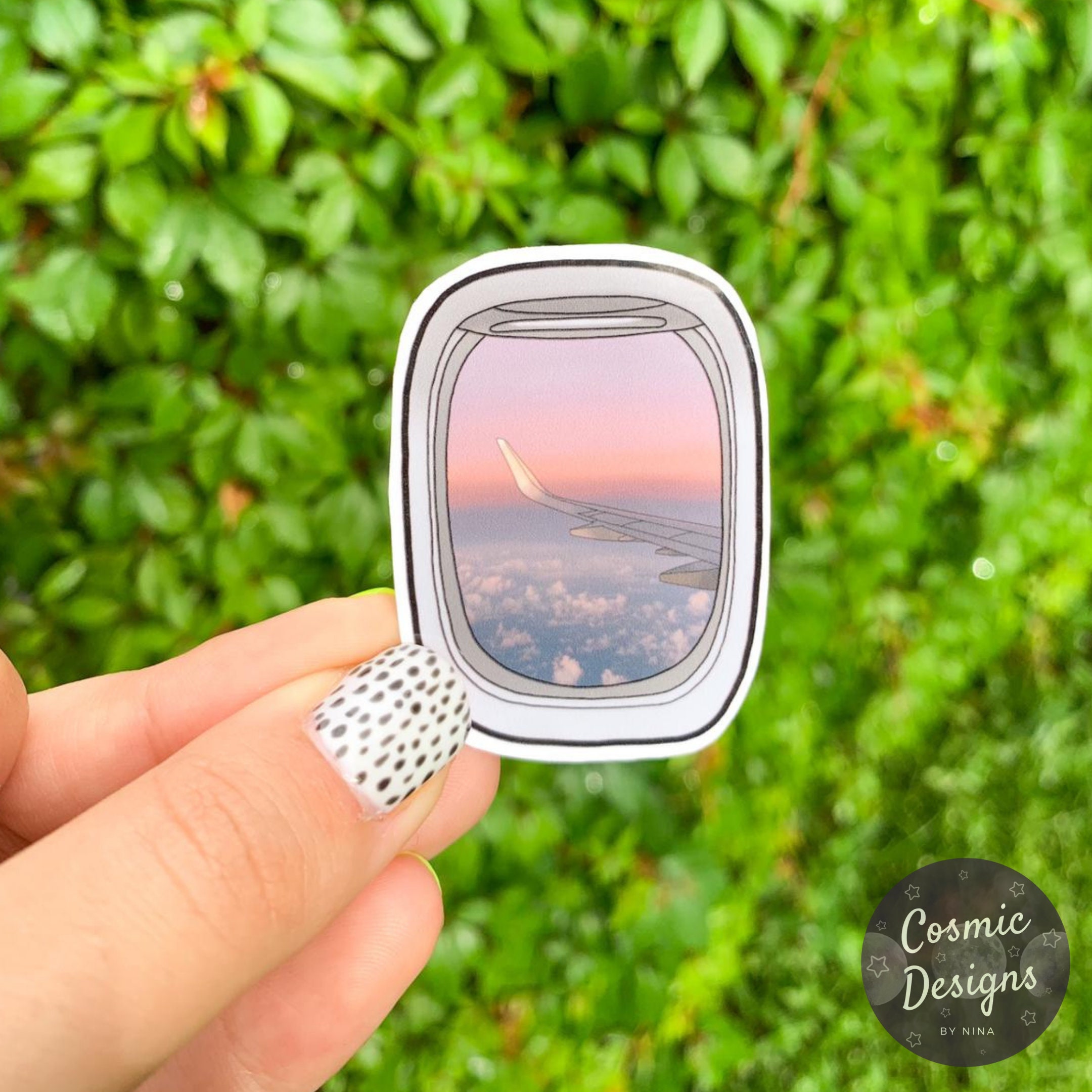 Sunset Airplane Window | Waterproof Sticker | Cute Sticker For - Laptops, Water Bottles, Cars, etc.