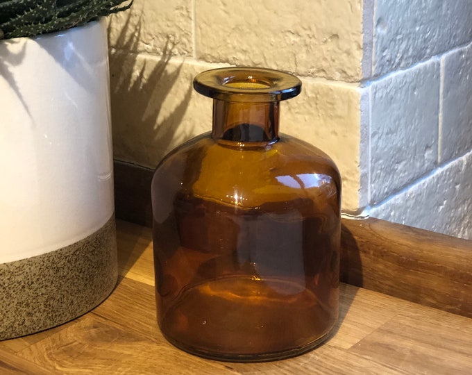 Brown Bottle Vase Apothecary Bottle Vase Small Bottle Vase Etsy UK