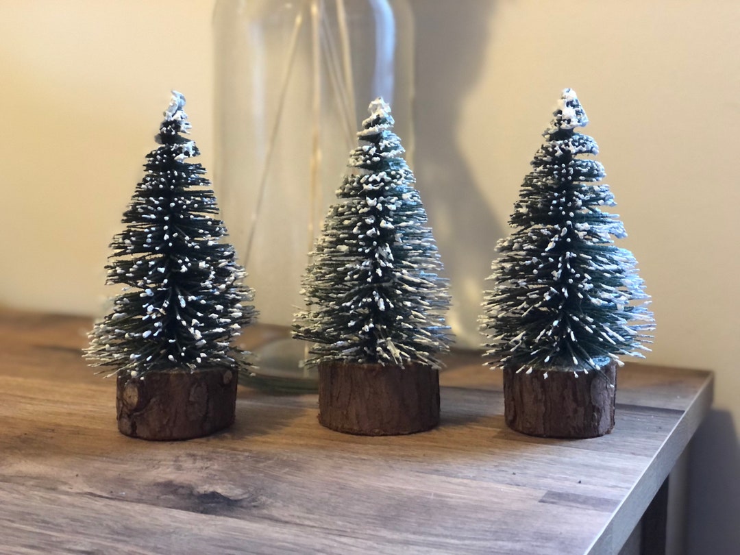 Set of 3 Mini Artificial Christmas Trees Mini Snow Covered Etsy UK