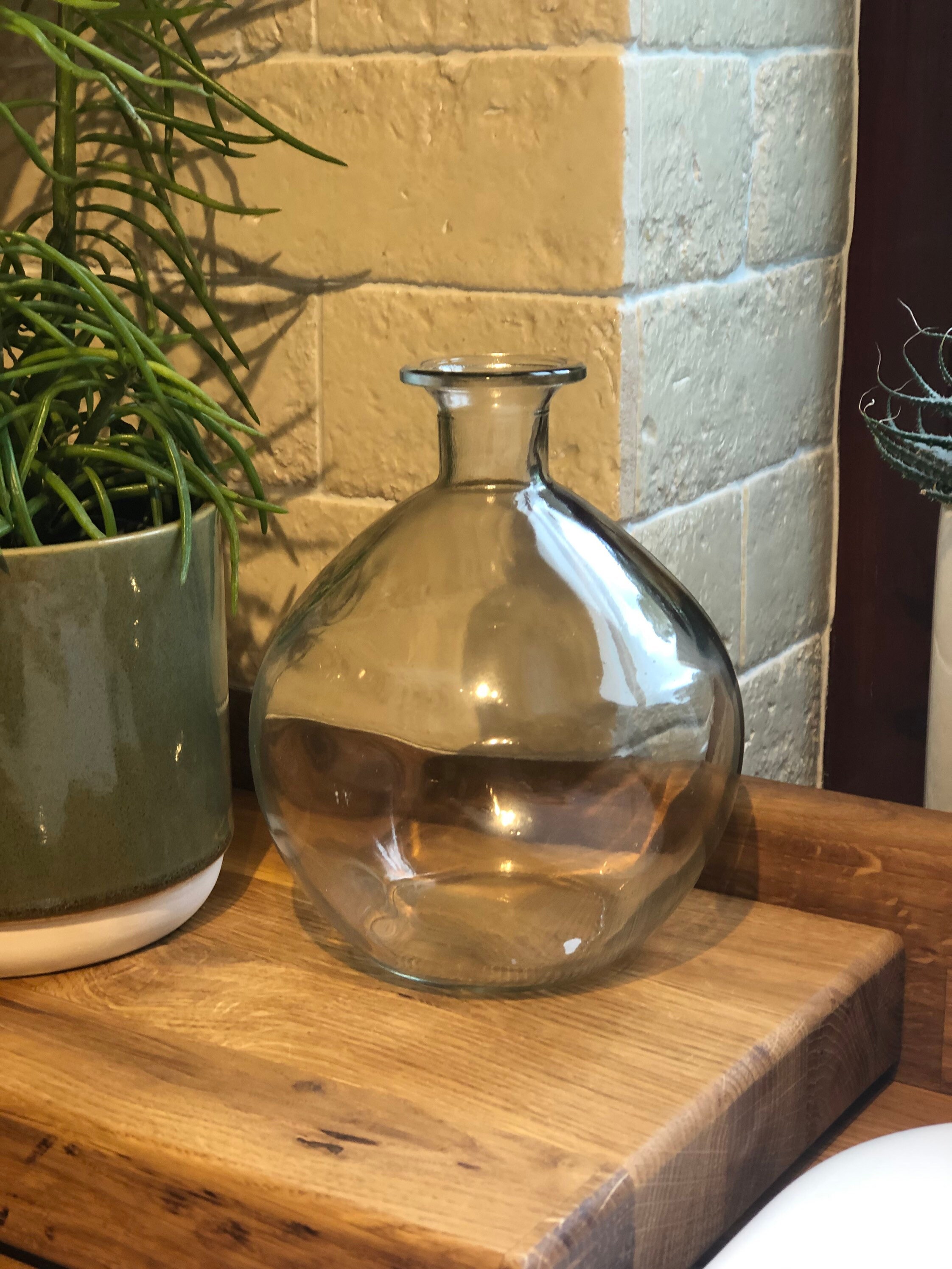 Clear bottle vase Sphere shaped bottle vase Clear glass Etsy