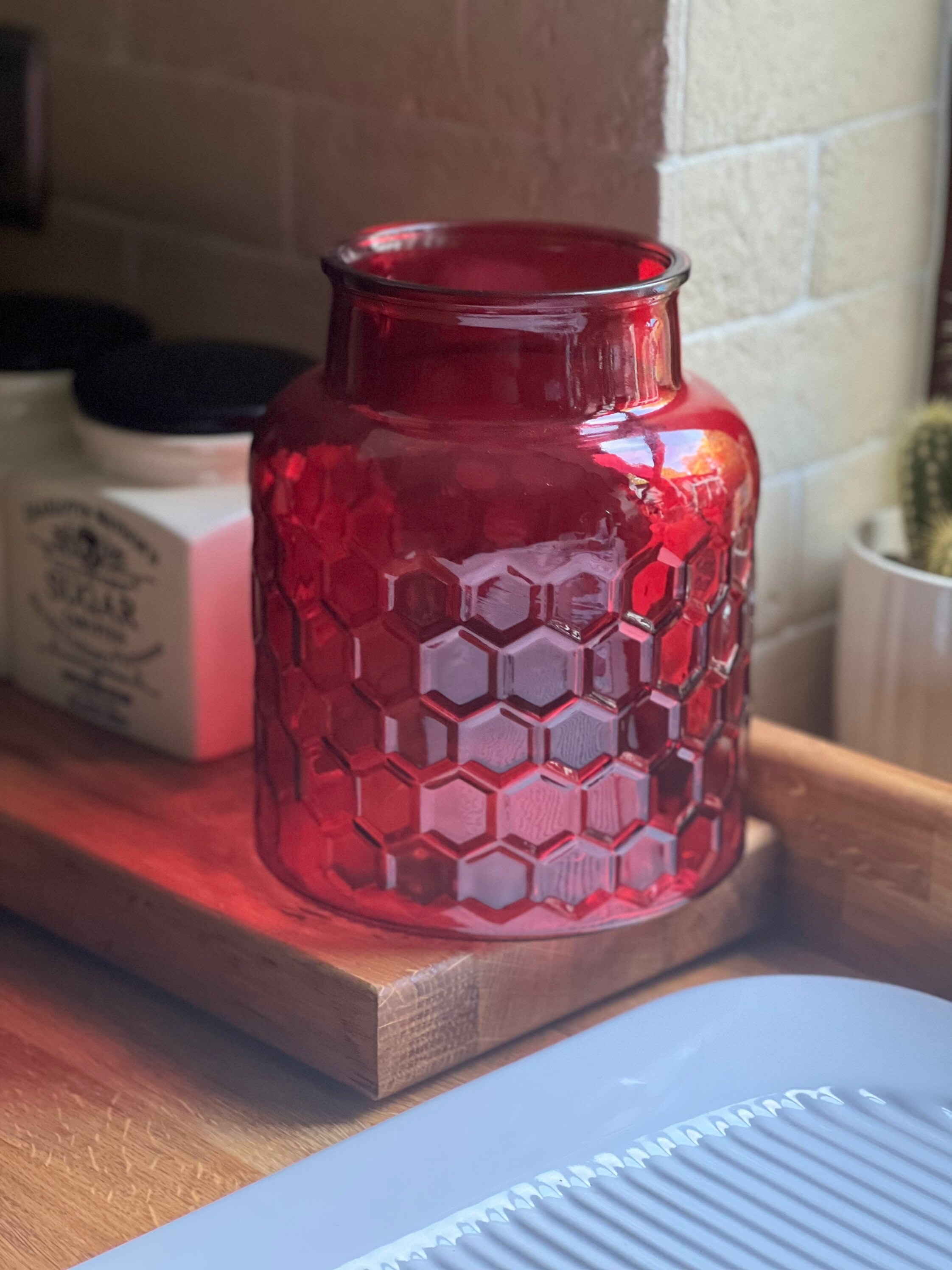 Large Red Glass Vase Large Bottle Vase Glass Jar Vase Red Etsy UK