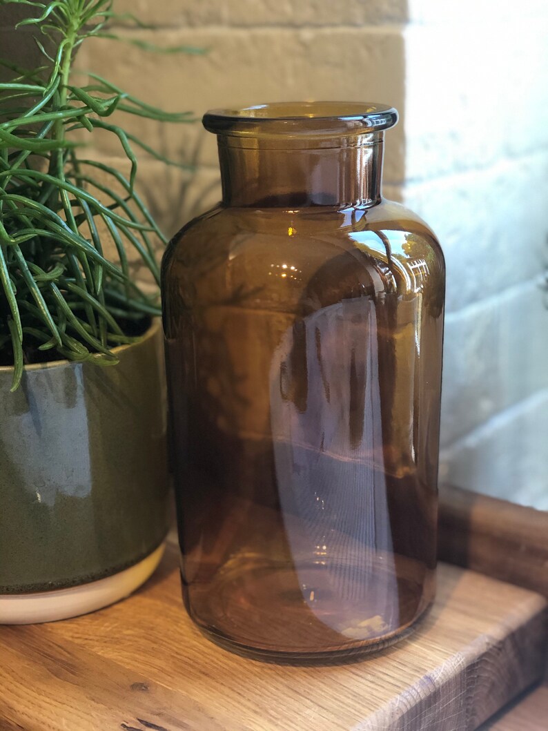 Brown glass bottle vase vintage glass vase Rustic bottle Etsy