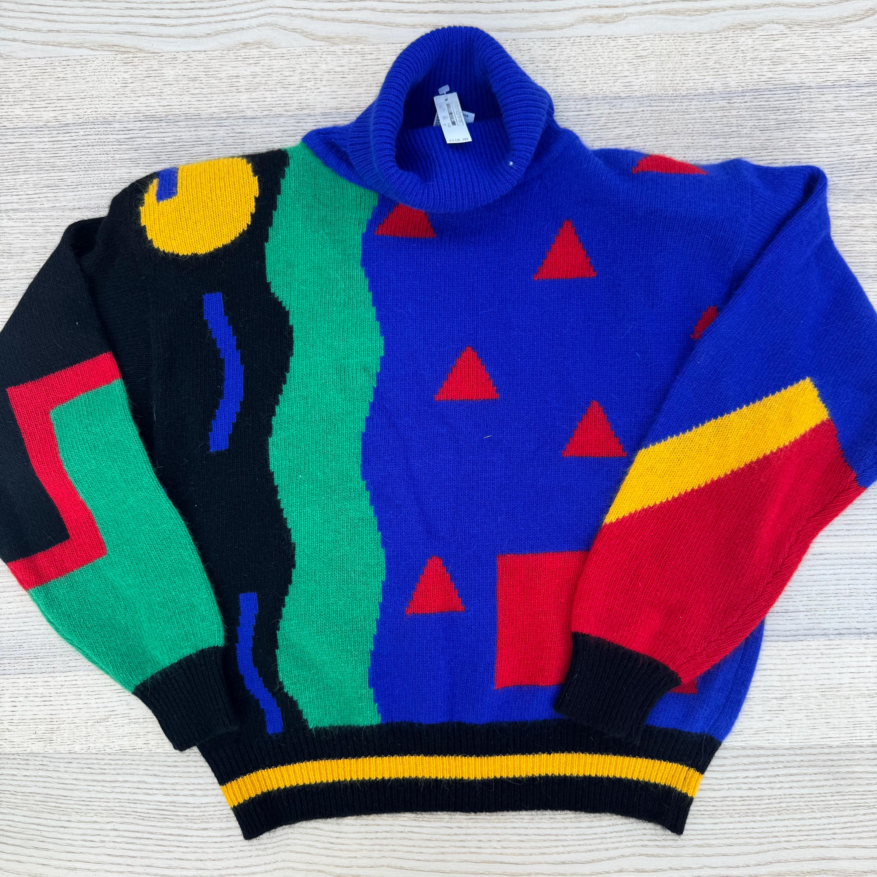 トップス [ItalyVintage]80s MultiColor Turtleneck 80s Black Turtleneck - Etsy