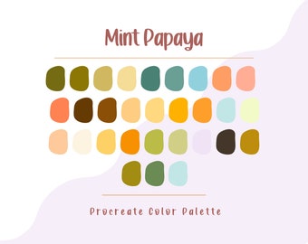 Mint Papaya Procreate Color Palette, Procreate Swatches, Bright Color Palette, Digital Art Color Palette