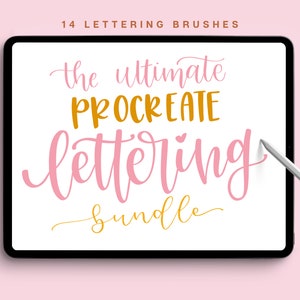 14 Procreate Lettering Brushes, Calligraphy Brushes, Procreate Brush Lettering and Glitter Brushes