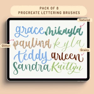 Pacote com 8 pincéis de lettering para Procreate, incluindo pincéis de caligrafia (download digital)