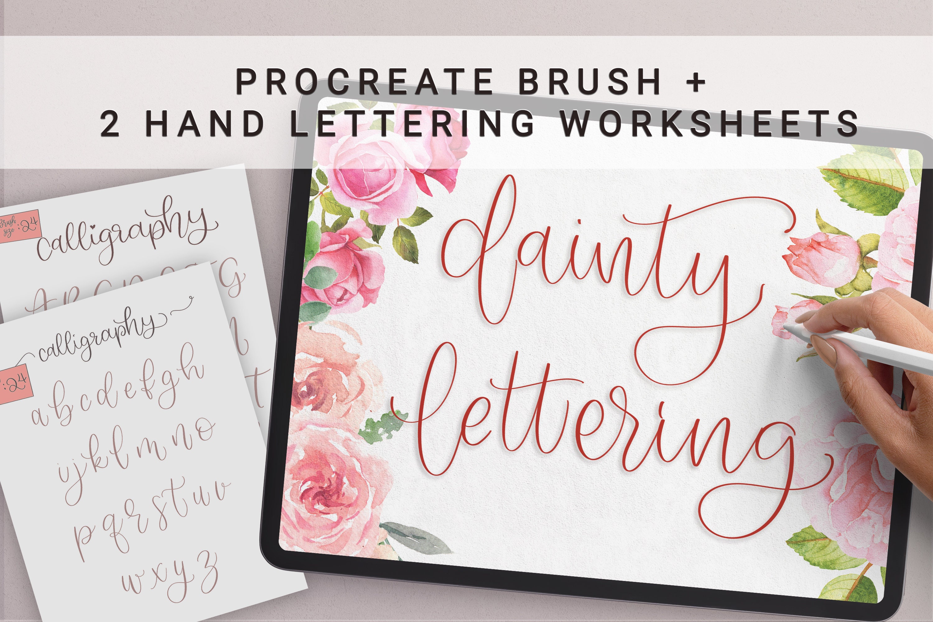 Procreate CalligraphyBrush Practice Lettering Worksheet | Etsy