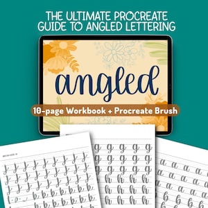 Angled Lettering Procreate Brush and Workbook (PDF Pattern)