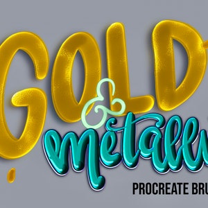 REAL Gold Metallic Procreate Brushes, Bundle of 3D Metallic Brushes for Procreate