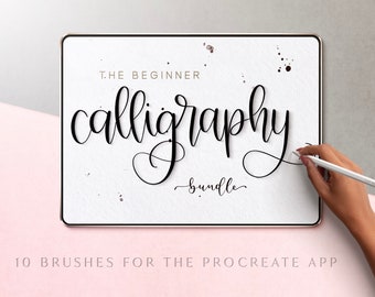 Procreate Calligraphy Brushes, 10 Procreate Lettering Brushes, Calligraphy Bundle for Beginners