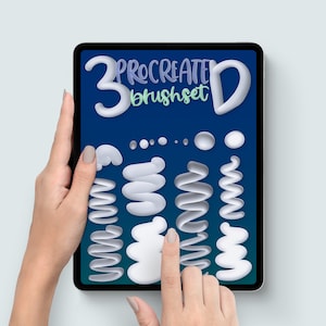 9 3D Procreate Brushes, Procreate 3D Brush, 3D Brush Bundle für Procreate App