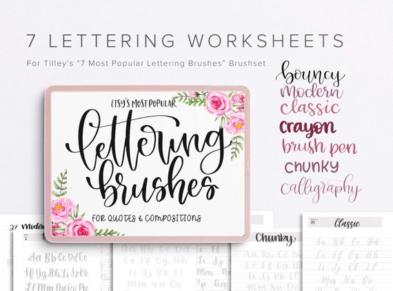 iPad Lettering Practice Worksheets | Calligraphy, Printable (Digital Download)
