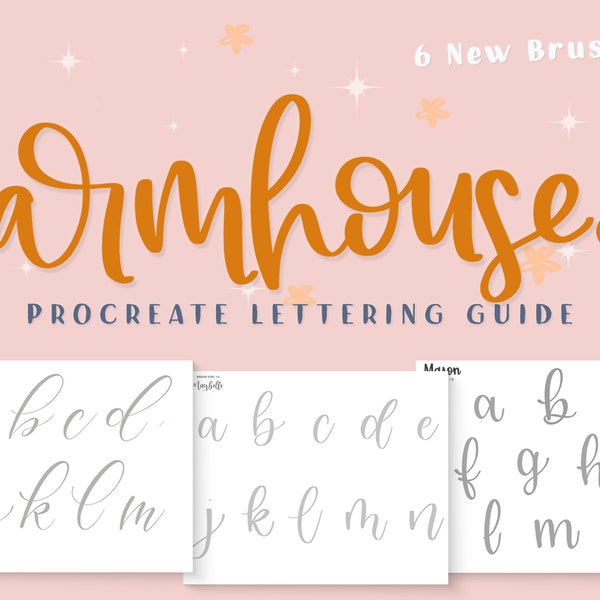 Farmhouse Procreate Lettering Brushes und Übungs-Arbeitsblätter, Procreate Brushes, Kalligraphie-Pinsel