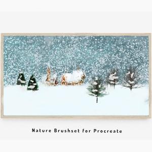 Pinceles de invierno y Navidad de Procreate, pinceles de naturaleza y sellos de Navidad para Procreate