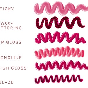 6 Pack Glossy Brush Procreate, Lip Gloss Brush Pack, Procreate Glossy Brushes, Sticky Procreate Brush Wet Texture Brushes image 2