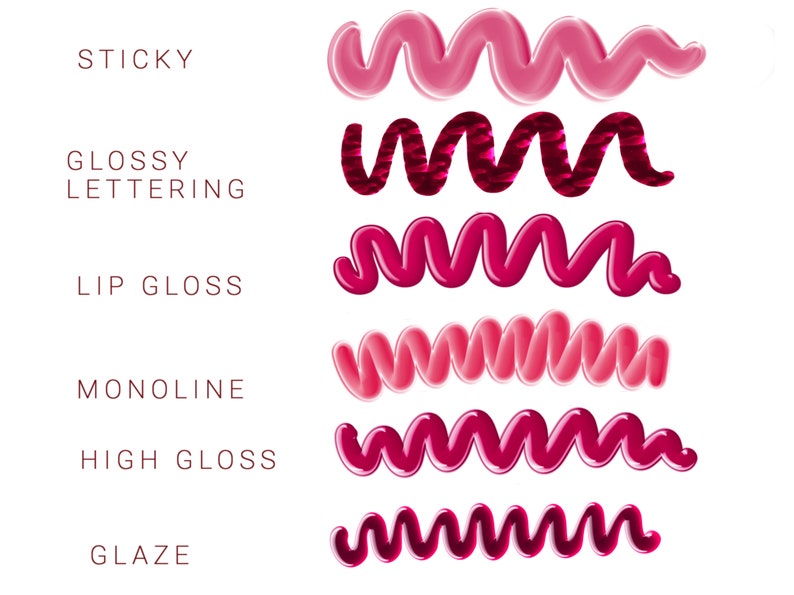 6 Pack Glossy Brush Procreate, Lip Gloss Brush Pack, Procreate Glossy Brushes, Sticky Procreate Brush Wet Texture Brushes image 2