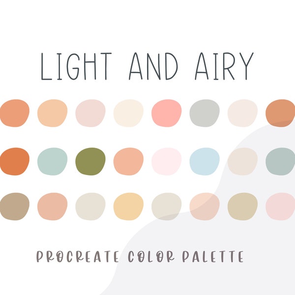Light and Airy Boho Procreate Color Palette, Procreate Swatches