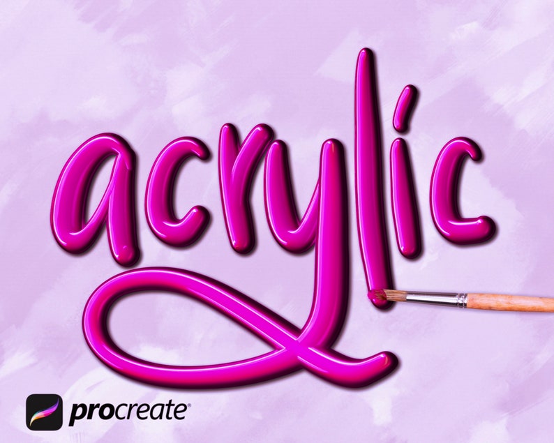 Procreate App Metallic-Style Brush 15 Lettering Procreate Brushes 3D Acrylic Procreate iPad Lettering Brushes