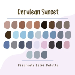 Cerulean Sunset Procreate Color Palette, Procreate Swatches