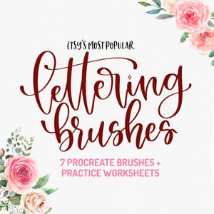 7 pinceles de lettering para Procreate, hojas de práctica, paquete de lettering con pincel (descarga digital)