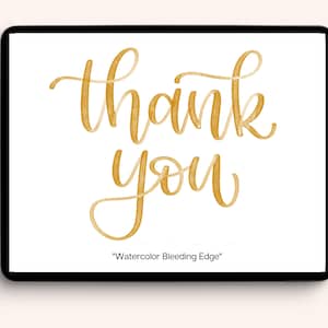 Op de afbeelding: Een digitale illustratie van de woorden "dankjewel" in een gouden aquarelstijl met een vervagend randje. De tekst staat op een witte achtergrond.
