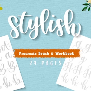 Procreate Brush and Lettering Workbook, Brush Lettering and Calligraphy Practice Sheets, Lettering Guide for Beginners