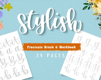 Procreate Brush and Lettering Workbook, Brush Lettering and Calligraphy Practice Sheets, Lettering Guide for Beginners