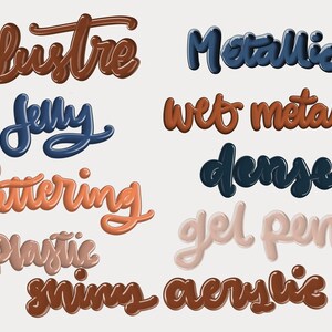 15 Glossy Wet Paint Procreate Brushes, 3D Acrylic Procreate iPad Lettering Brushes, Procreate Metallic Brush image 2