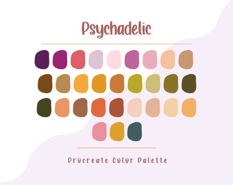 Psychadelic Procreate Color Palette, Procreate Swatches, Bright Color Palette