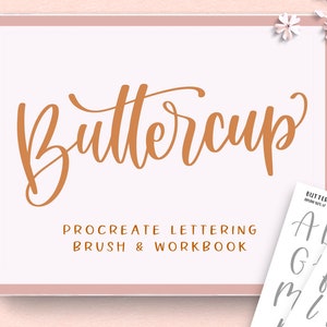 Modern Procreate Lettering Brush, Buttercup Procreate Brush, Lettering Practice, Calligraphy Practice Sheets