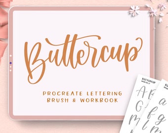 Buttercup Procreate Brush, Modern Lettering, Calligraphy Practice (Digital Download)