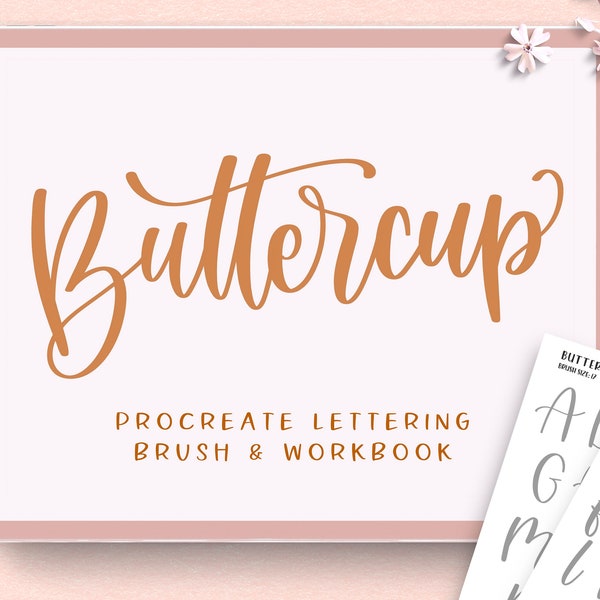 Modern Procreate Lettering Brush, Buttercup Procreate Brush, Lettering Practice, Calligraphy Practice Sheets