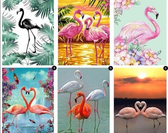 Fast delivery 5D DIY square / round diamond drawing flamingo animal mosaic cross embroidery home decoration mural Christmas Gift New Year