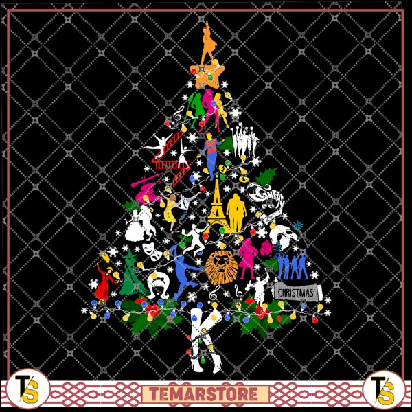 Broadway Christmas Trees, celebration merry Xmas, Late Night Xmas In Broadway, carol musical Broadway PNG file, digital Download