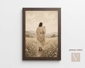 Jesus Holding Baby Lamb Print: Christian Wall Art (Digital Download)