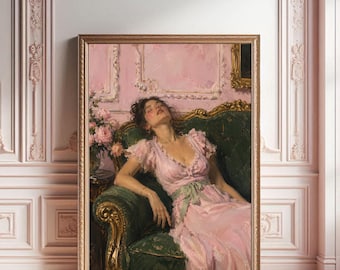 Coquette Girl Sleeping Print: Decadent Woman Inspired Wall Art (Digital Download)