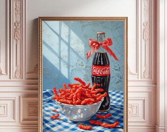 Hot Cheetos and Drink Art Print | Girl Dinner Kitchen Decor (Digital Download)