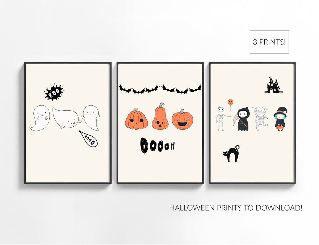 Cute Halloween Decor Set of 3 Cartoon Halloween Cute - Etsy