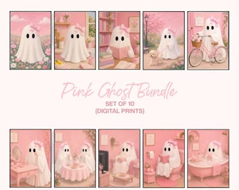 Pink Ghost Prints Bundle | Coquette Pastel Wall Art (Digital Download)