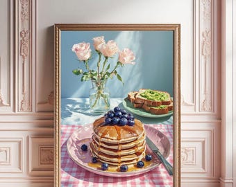 Blueberry Pancakes & Avocado Toast Print: Breakfast Still Life (Digital Download)