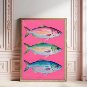 Impresión de peces de colores: Arte de pared de cabaña (Descarga digital)